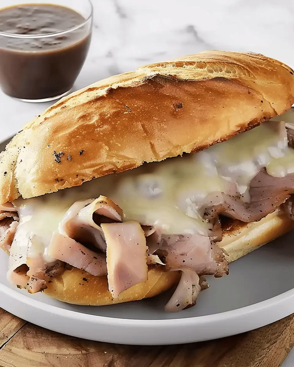 Savory Roasted French Dip Sandwich: Indulgent Turkey Bacon Twist