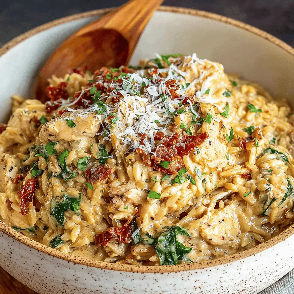 Slow Cooker Creamy Tuscan Chicken Orzo: Easy Comfort Food Delight