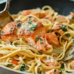 Healthy & Creamy Tuscan Salmon Pasta