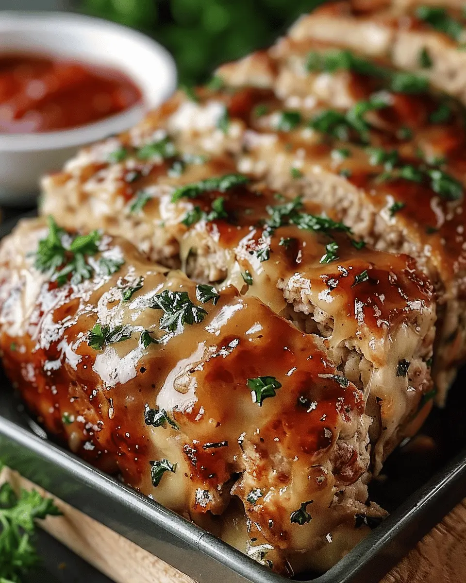 Juicy Garlic Parmesan Chicken Meatloaf with Turkey Bacon Twist