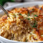 French Onion Chicken Orzo Casserole