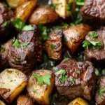 Garlic Butter Steak Bites and Potatoes