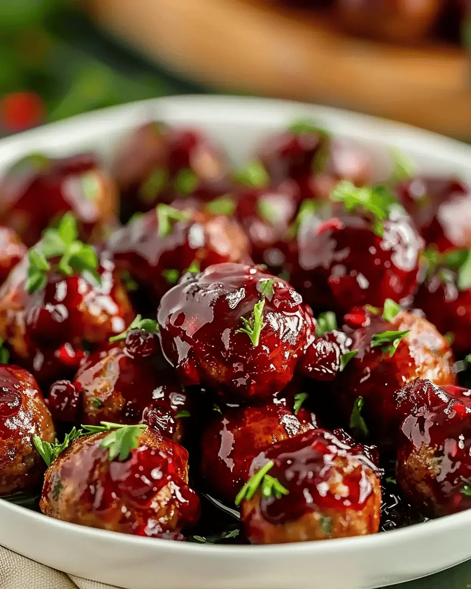 Quick Christmas Cranberry Meatballs with Turkey Bacon and a Sweet Twist