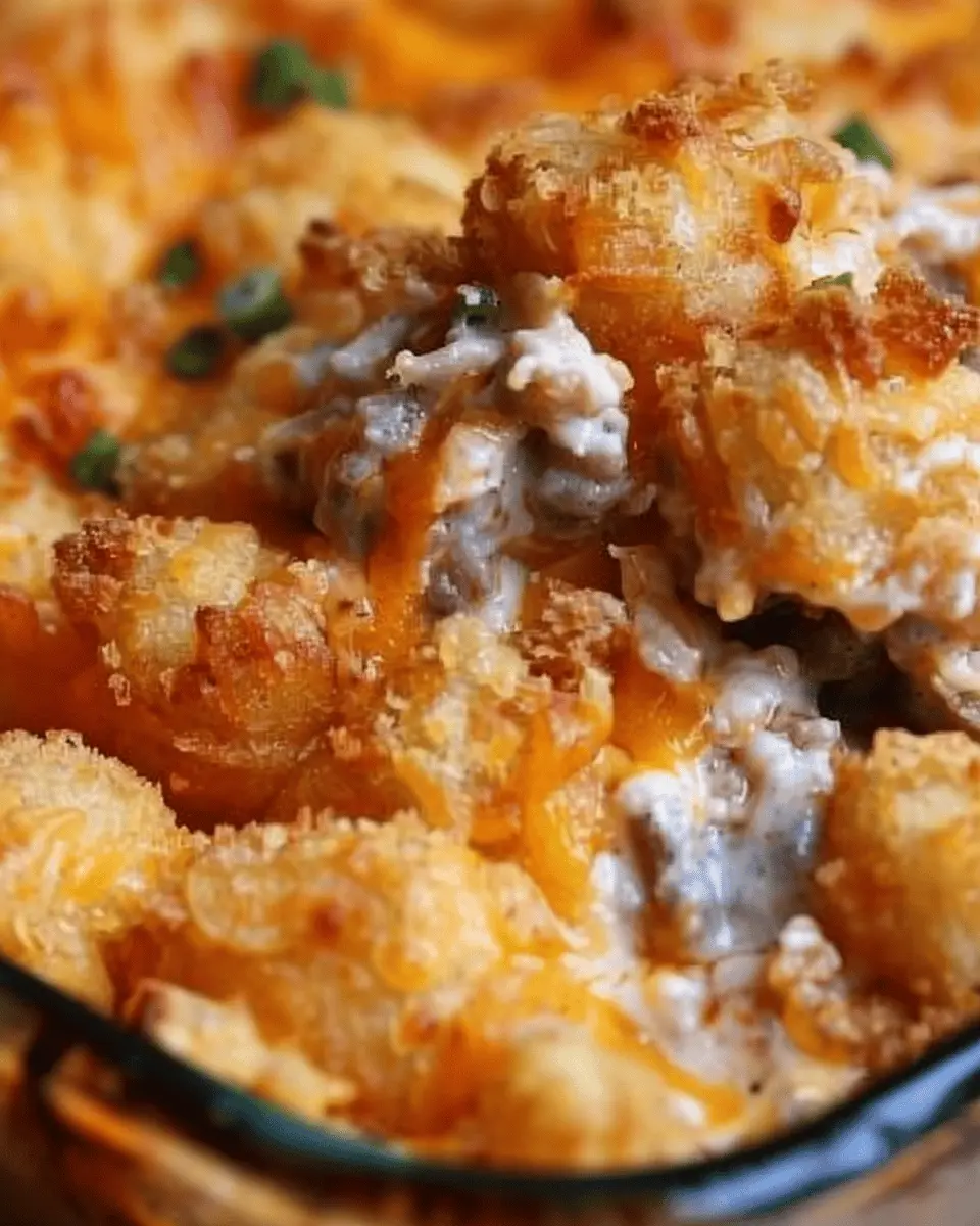 The Best Tater Tot Casserole with Turkey Bacon and Chicken Ham