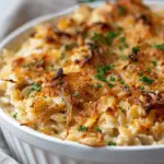 French Onion Chicken Orzo Casserole
