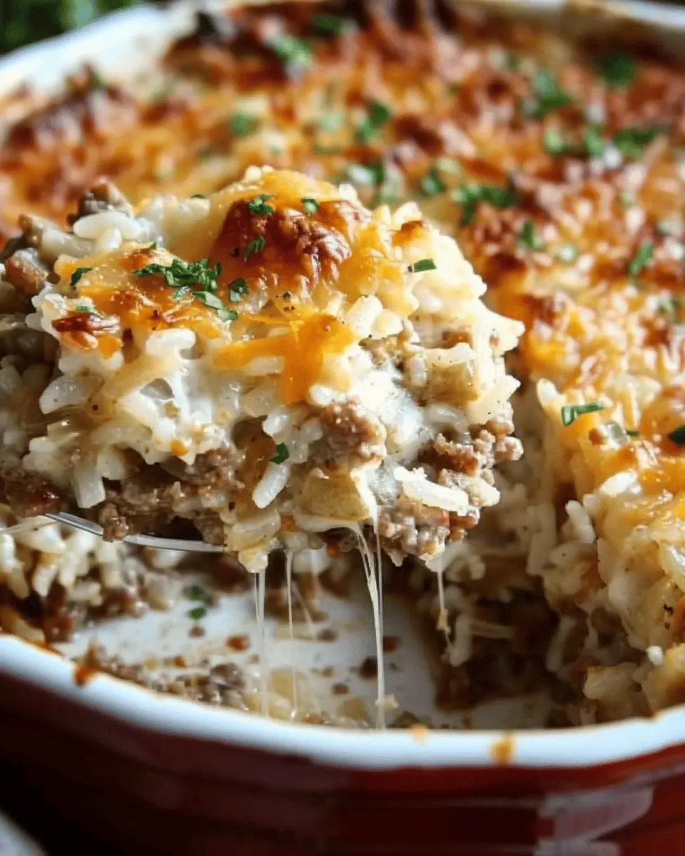 French Onion Ground Beef and Rice Casserole: Easy Comfort Dish