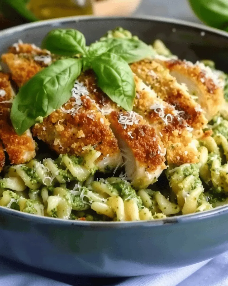 Pesto Pasta with Crispy Parmesan Chicken: Easy Weeknight Delight