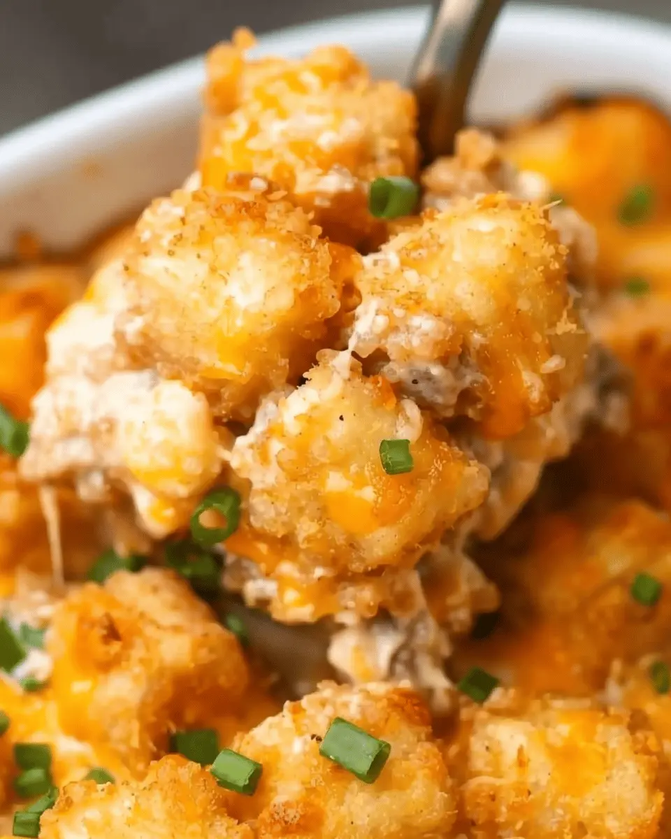 Tater Tot Casserole: Indulgent Comfort Food with Turkey Bacon and Chicken Ham