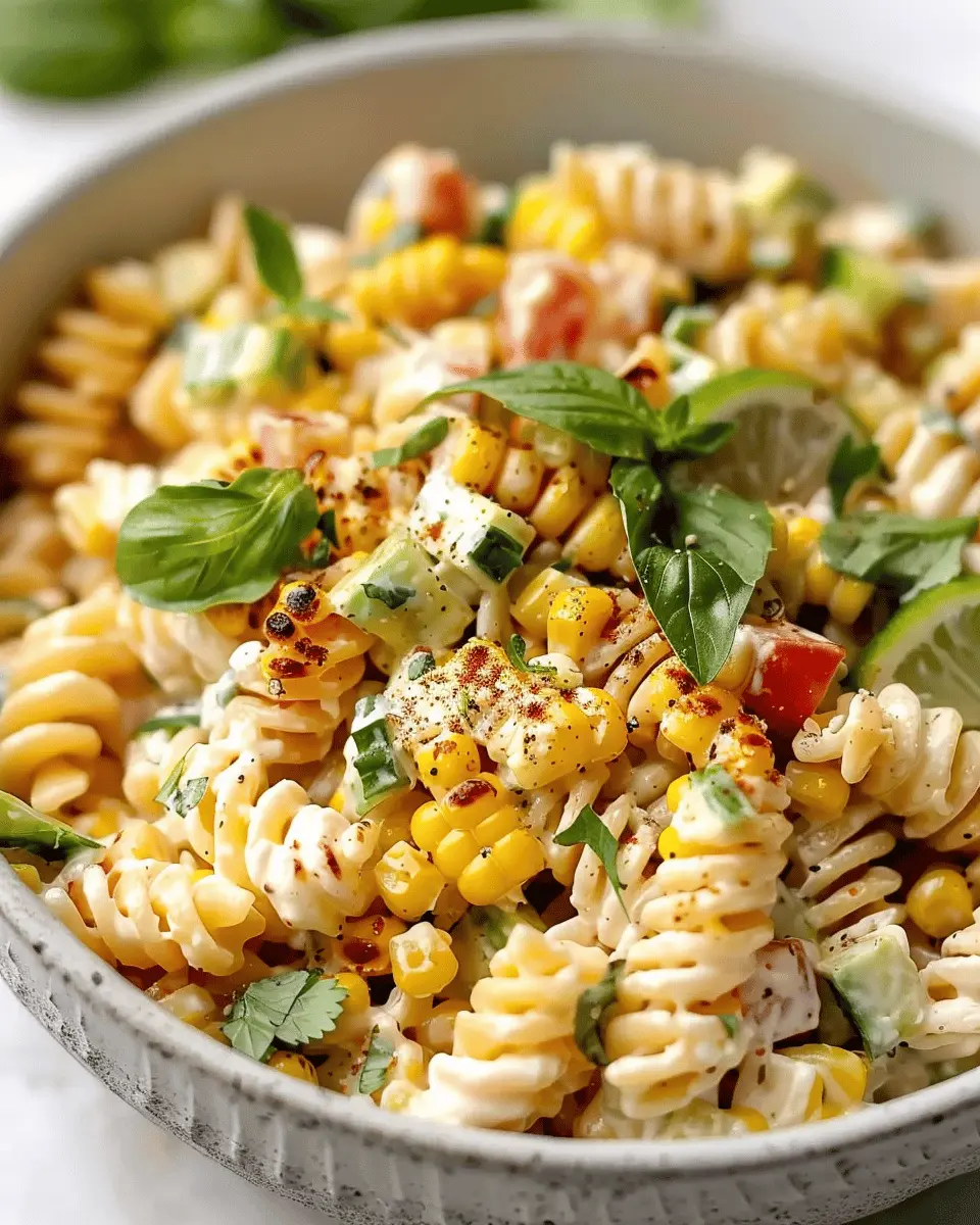 Creamy Street Corn Pasta Salad with Turkey Bacon Delightfully Easy