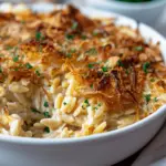 French Onion Chicken Orzo Casserole