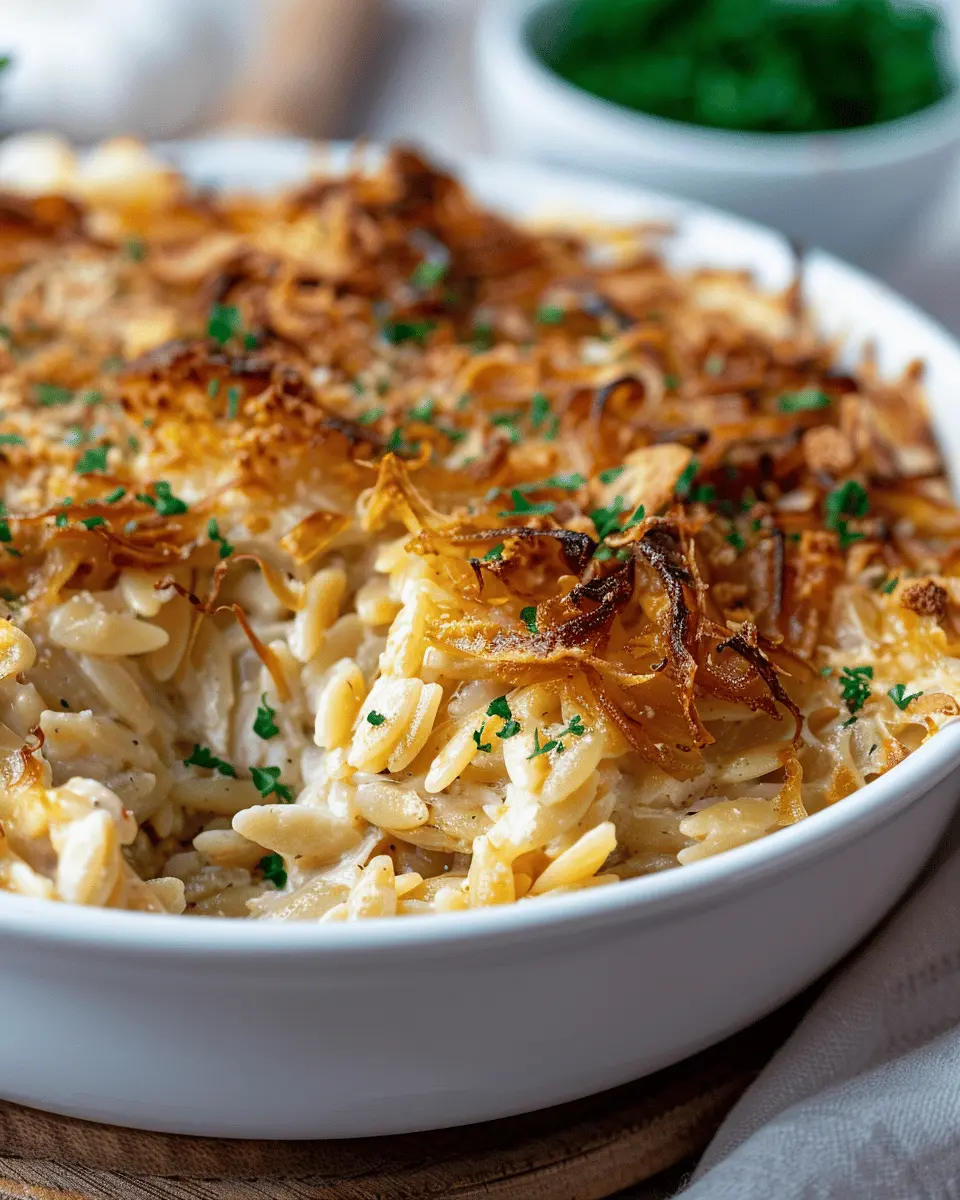 French Onion Chicken Orzo Casserole: Easy and Comforting Delight