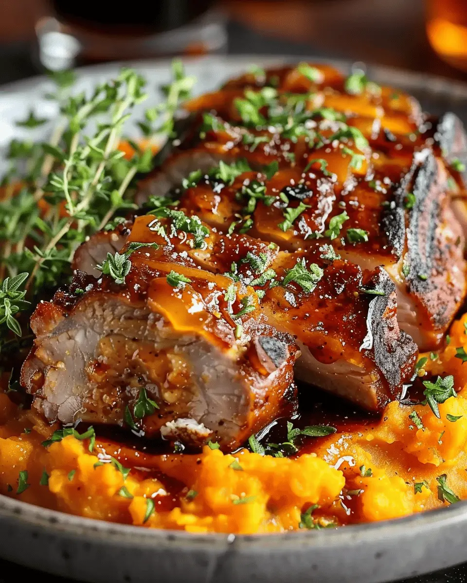 Apple Cider Pork: Savory Delight with Mashed Sweet Potatoes
