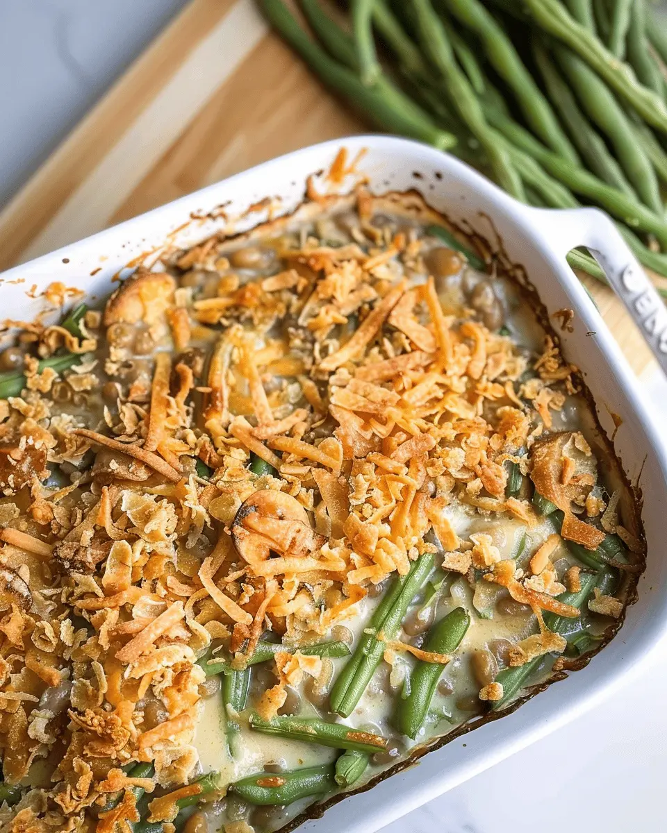Campbells Green Bean Casserole with Turkey Bacon and Chicken Ham