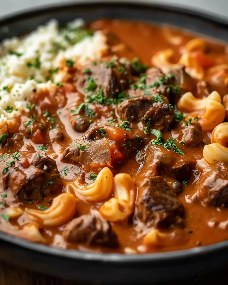 Creamy German Goulash: A Cozy Twist with Turkey Bacon and Beef
