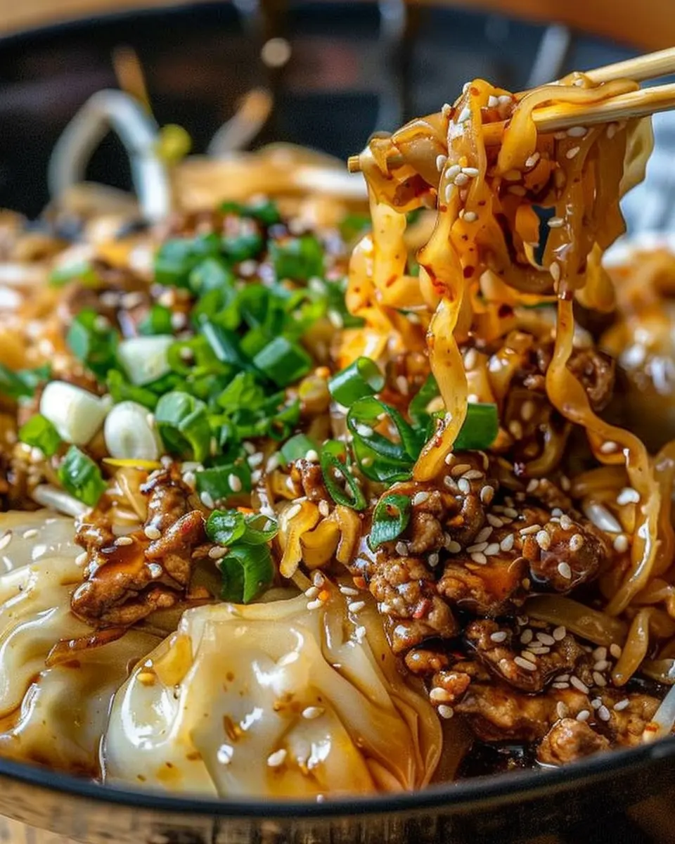 Potsticker Noodle Bowl: Easy Comfort Food with Turkey Bacon and Chicken Ham