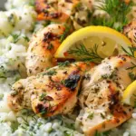 Dump-and-Bake Chicken Tzatziki Rice