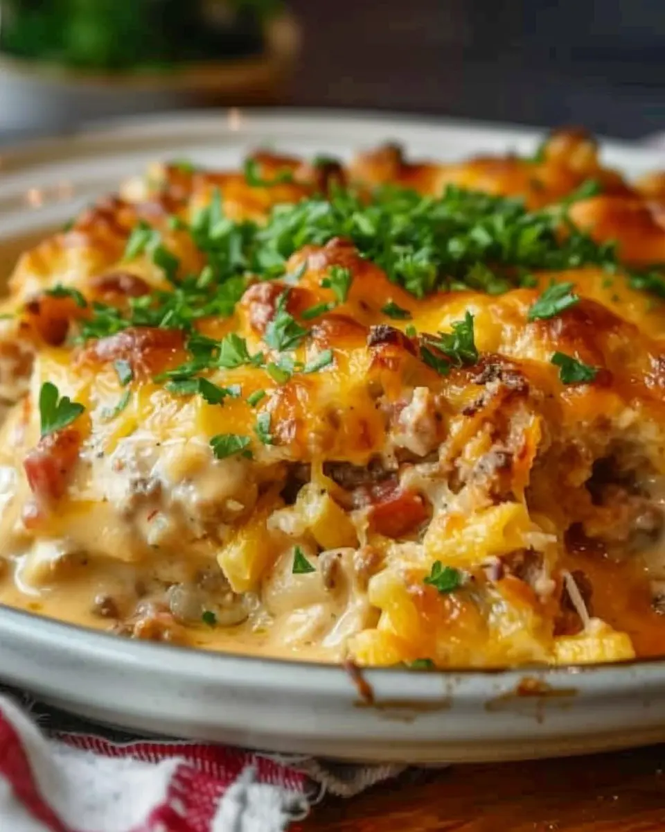 Cowboy Casserole: Easy Comfort Food with Turkey Bacon and Chicken Ham