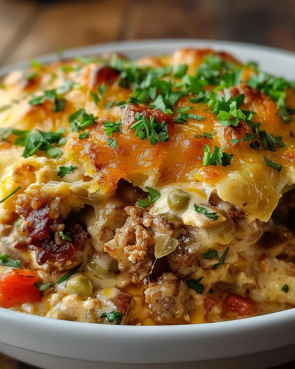 Cowboy Casserole: Easy Comfort Food with Turkey Bacon and Chicken Ham