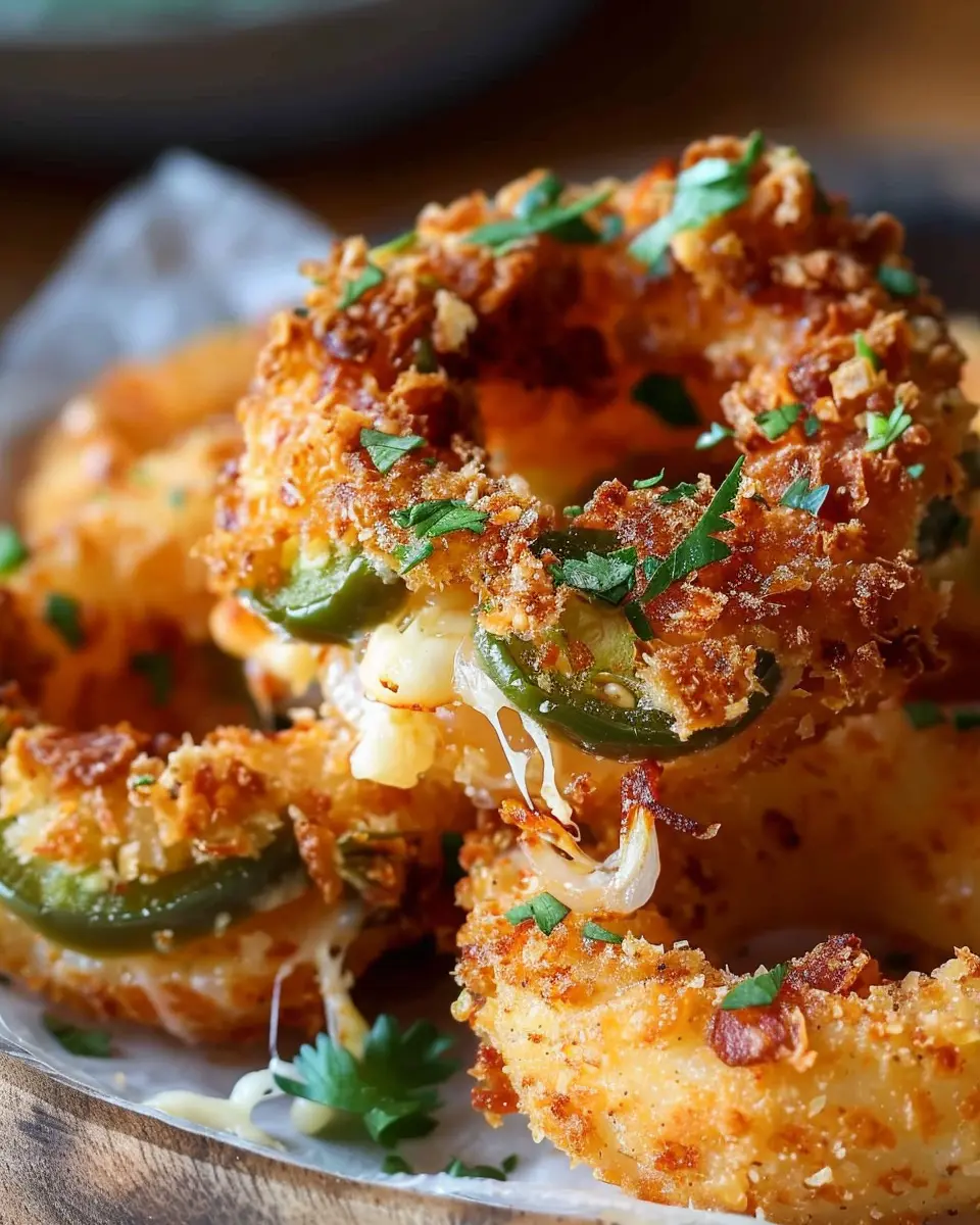 Jalapeño Popper Stuffed Onion Rings Recipe with Turkey Bacon Delight
