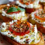 Sweet and Spicy Whipped Feta Crostini