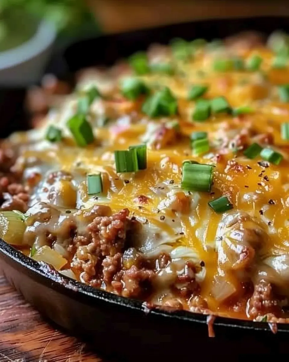 Creamy Comfort Ground Beef Delight with Turkey Bacon and Cheese
