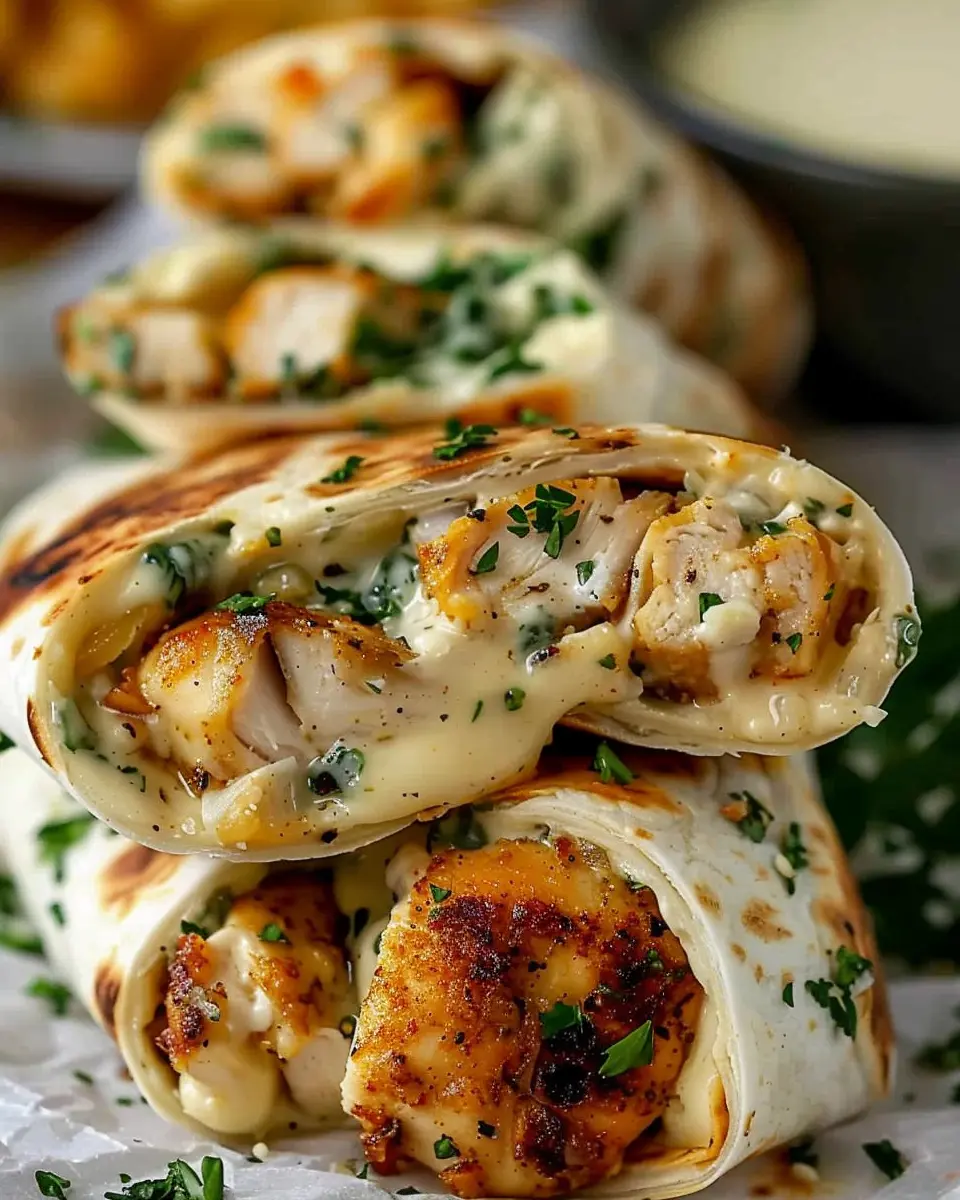 Low Carb Cheesy Garlic Chicken Wraps with Turkey Bacon Bliss