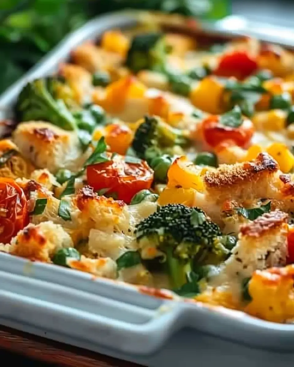Vegetable Casserole: Easy Comfort with Turkey Bacon and Chicken Ham
