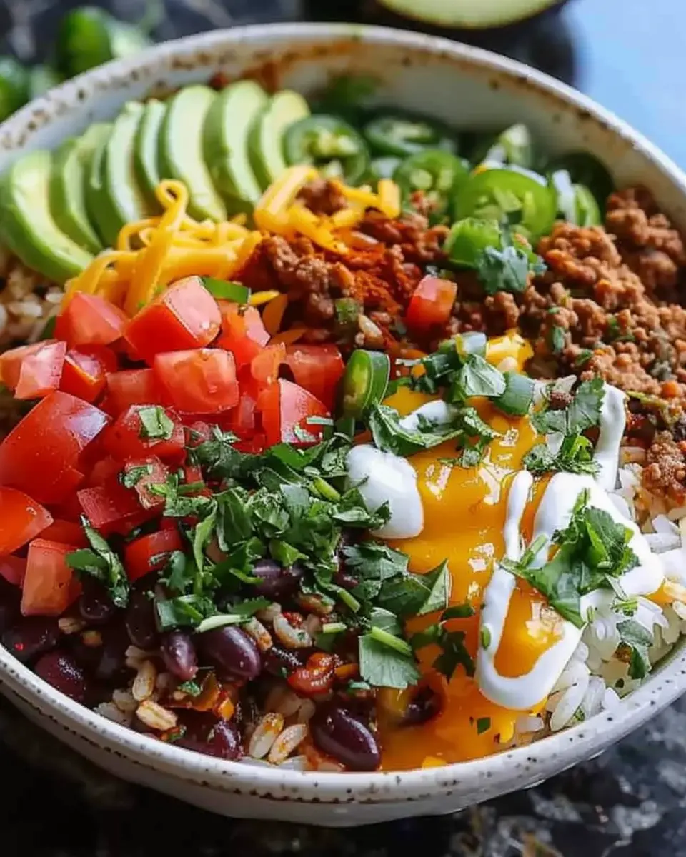 Taco Rice Bowl: Easy Weeknight Meal with Savory Turkey Bacon