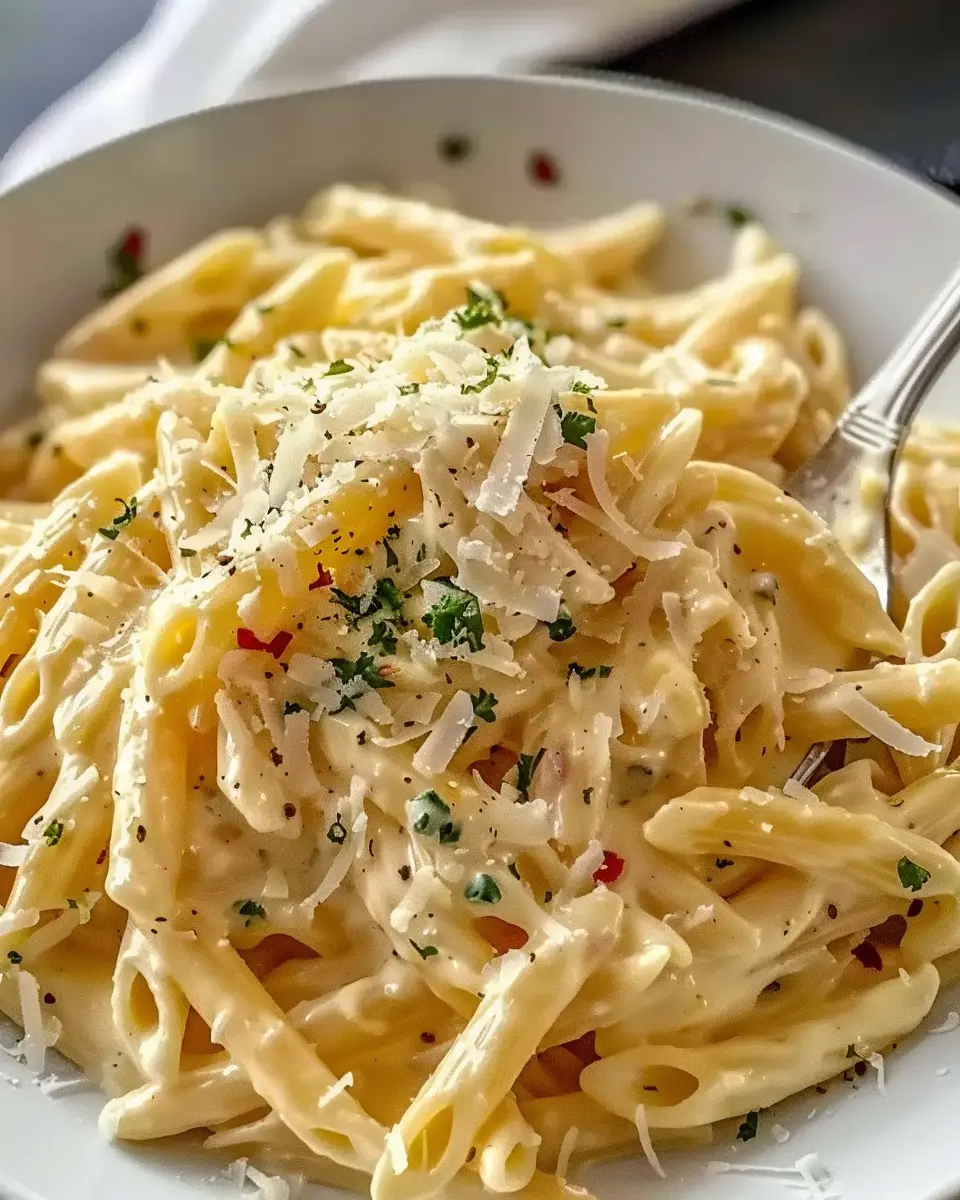 One Pot Creamy Garlic Pasta with Turkey Bacon: Easy and Indulgent