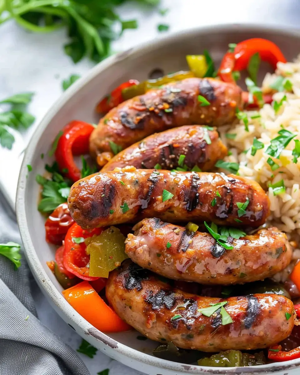 10 Minute Air Fryer Chicken Sausage with Flavor-Packed Veggies