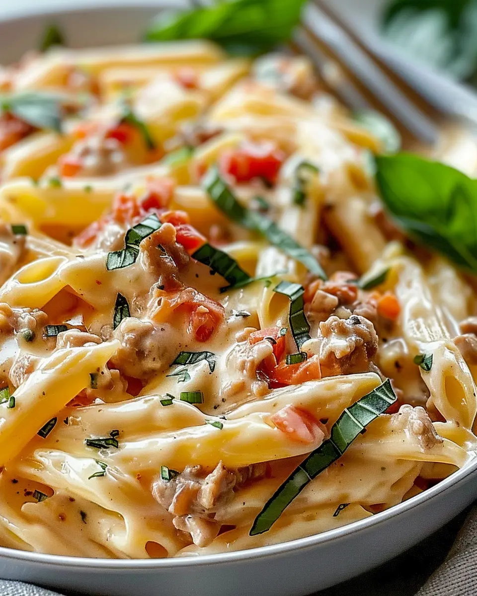Creamy Rotel Pasta with Turkey Bacon and Chicken Ham Delight
