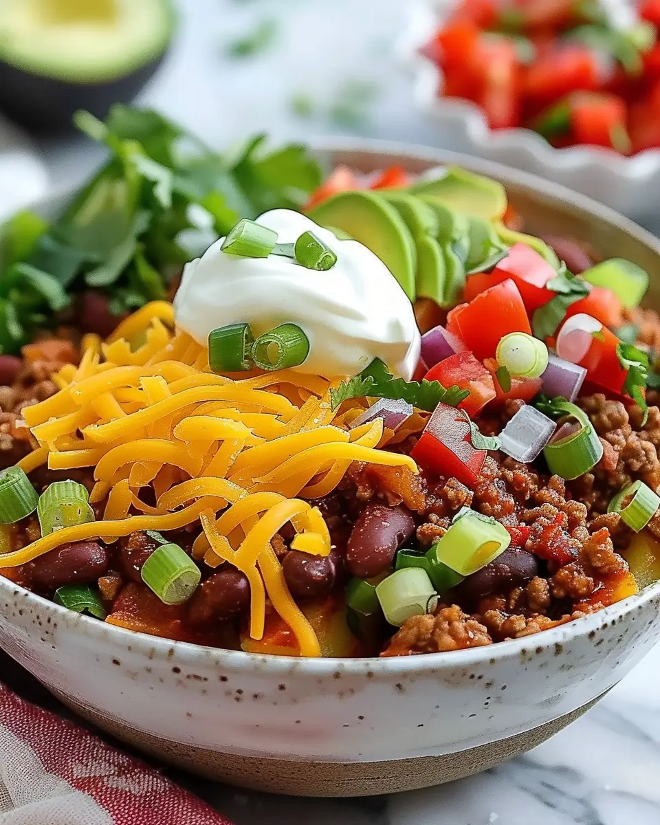 Loaded Potato Taco Bowl: Indulgent Comfort Food with Turkey Bacon