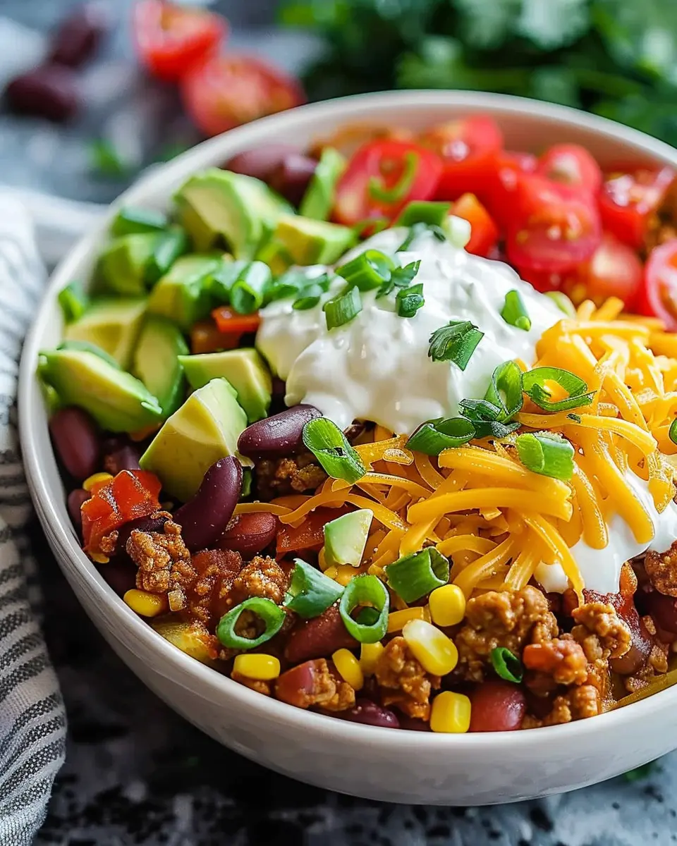 Loaded Potato Taco Bowl: Indulgent Family Favorite with Turkey Bacon