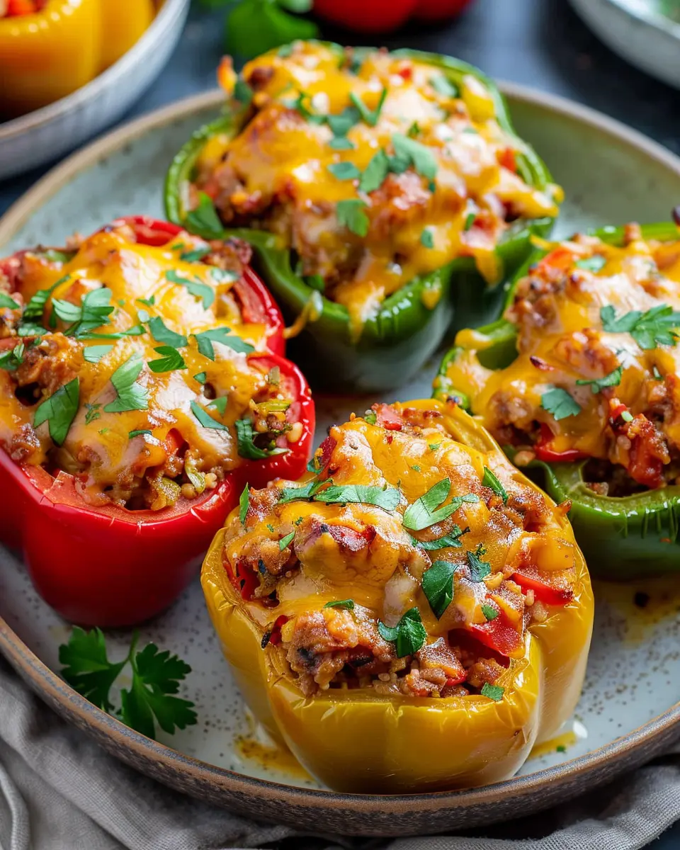 Easy Stuffed Bell Peppers: Healthy Turkey Bacon &amp; Chicken Ham Delight