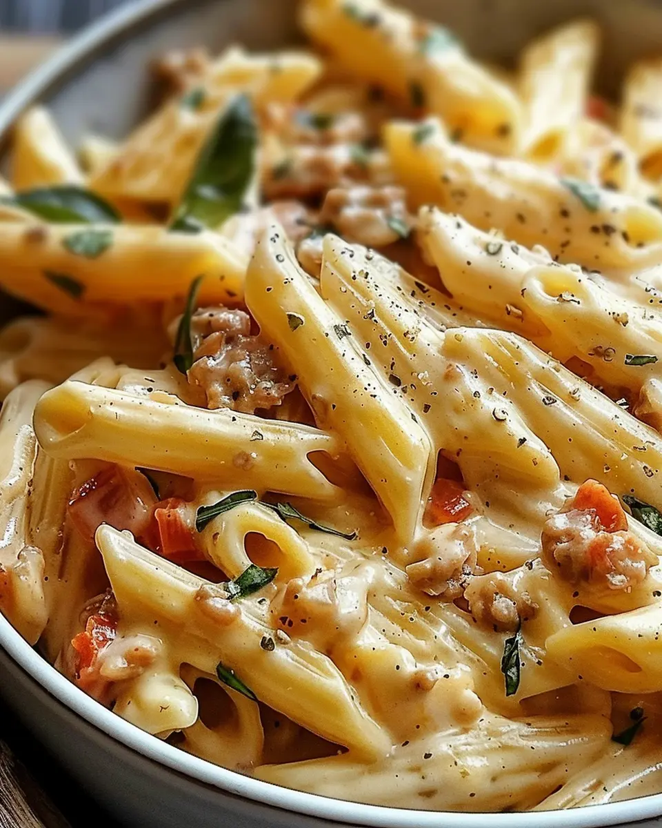 Creamy Rotel Pasta with Turkey Bacon and Chicken Ham Delight