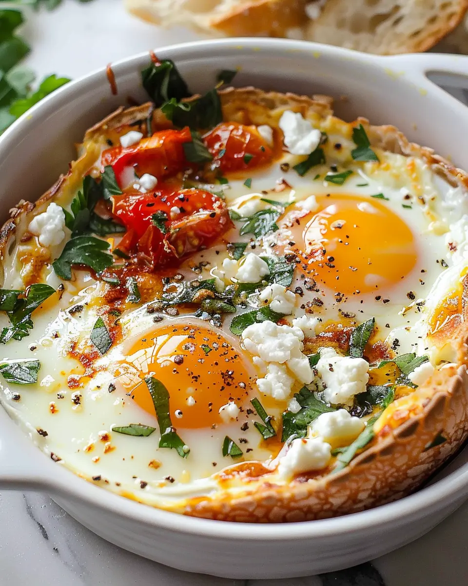 Baked Feta Eggs: Easy, Flavorful Breakfast with Turkey Bacon