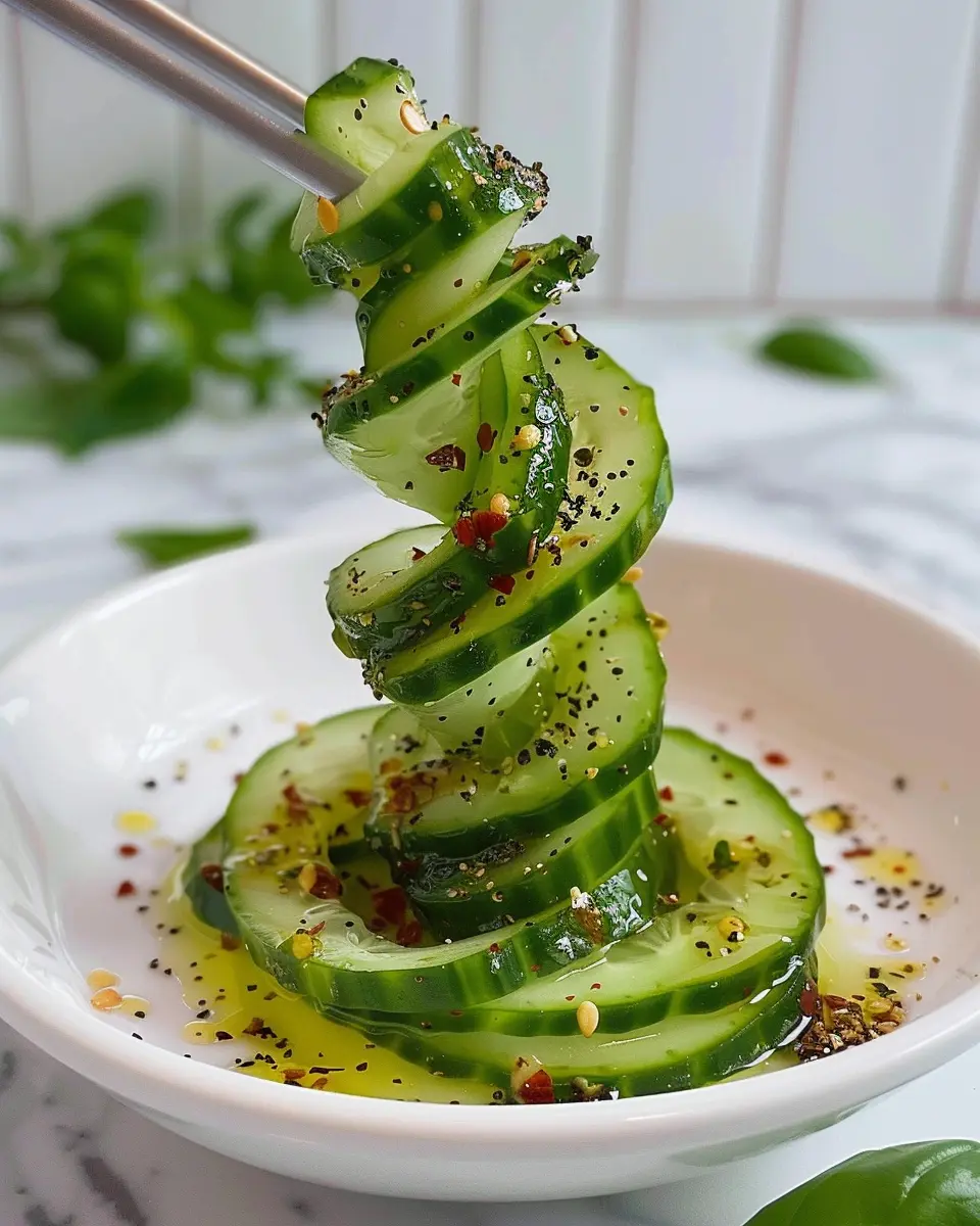 Spiral Cucumber Salad: A Refreshing Twist with Turkey Bacon