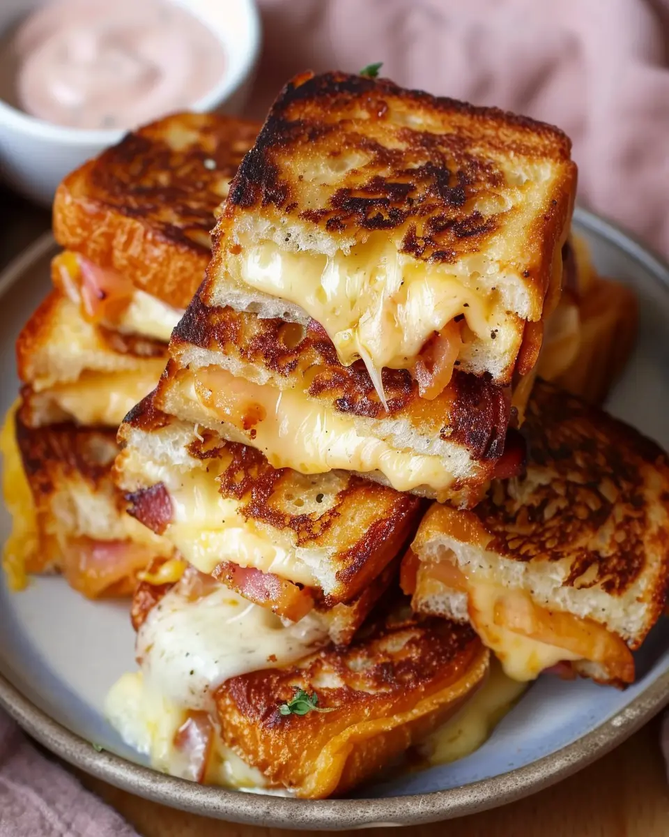 Hawaiian Roll Grilled Cheese with Turkey Bacon and Chicken Ham Delight